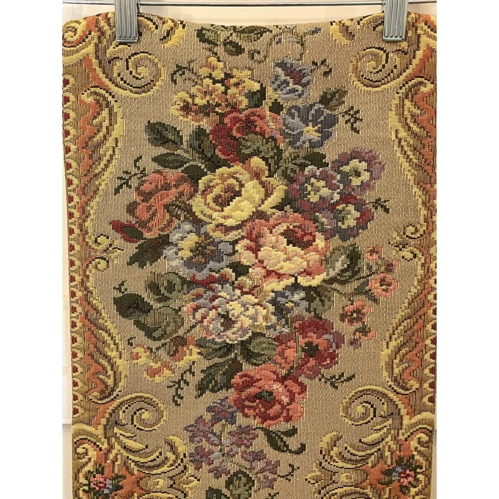 Belgian Metrax Tapestry Runner Au Point de Bruges Floral 12x94.5”